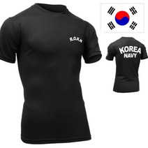 T90 해군 ROKN 반팔 티셔츠 쿨 드라이 검정 90~115 나염-앞+뒤+팔 기능성 여름 티 군인 군용 TS 태성
