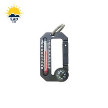 썬 컴퍼니 하이크히치 2 - 폴리카보네이트와 ABS 구조로 견고한 고급 카라비너 / 온도계와 야광나침반 기능으로 다양한 상황에서 편리하게 휴대하는 키홀더 타입, 블랙 카라비너