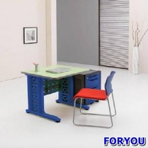 Foryou2799 일자형책상 컴퓨터책상 조립식책상 철제책상 책상 책장 책꽂이, 화이트 블루