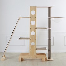 브리스캣 원목캣타워 O타입 (5단 알루미늄폴+해먹+4단보드) 캣타워, CO-PS-아이보리