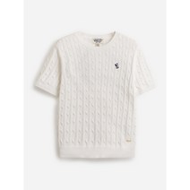 후아유 여성 서퍼곰 케이블 반팔 스웨터(베이직핏) WHKAD3702F