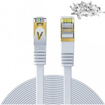 50m Veetop CAT7카테고리-7 LAN케이블 고속 10Gbps RJ45플랫 STP PS4 PLC ADSL회선 CATV회선 광통신 회선, 1