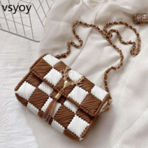 vsyoy 인터넷 인기있는 손으로 짠 가방 DIY 소재 가방 코랄 양털 양모 여자 친구를위한 자체 제작 양털 가방 선물
