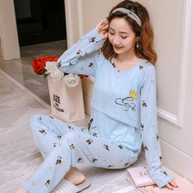 여름실내복 봄 가을겨울 긴 소매 산욕기룩 여성잠옷 임부 수유복 앉다 산후조리 2032918766