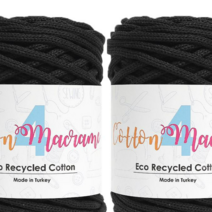 니뜨 코튼 마크라메4 뜨개실 2볼 + 코튼라벨 1장 + 플래닛토트백도안, 02_블랙