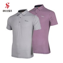 세바스찬골프 남성 기하학 삼각 패턴 카라넥 반팔 티셔츠 J191 J192