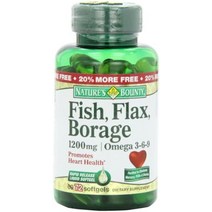 아마씨 및 보리지 오일 오메가 3-6-9 및 지방산 1200 mg 72 소프트젤(포장은 다를 수 있음), 2