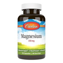 Carlson 마그네슘 350mg 순환 지원 근육 기능 및 신경 건강 90캡슐 USA 미국, 90 Count (Pack of 1)