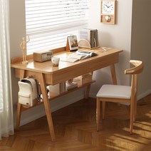 책상 테이블 학생용 독서실 의자 가정용 컴퓨터 서재 간단한 학생 공부 연구 북유럽 다리, 100cm 목도리 오크색 스탠다드 모델 싱글 테이