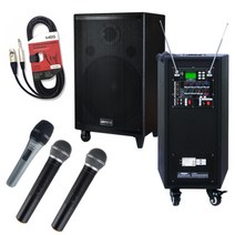 600W 이동형 대형 스피커 핸드2개 EG-615 유선마이크