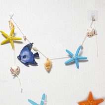 Her1088 불가사리 물고기 그리고 천연조개 줄가랜드 벽장식 카피즈 홈까페 인테리어 소품 모빌, 네이비블루(물고기기준)