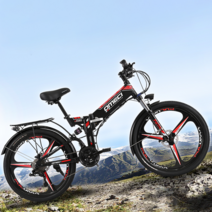 OMECI 접이식 전기산악 자전거 24/26 인치 리튬배터리 오프로드 MTB 남녀 전동, 26인치/21단 일체형 휠 오일 브레이크(브랙)