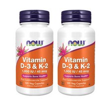 Now Foods 비타민 D 3 K 2 120 Veg Capsules 2팩