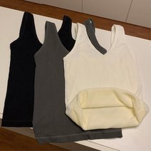 여성 브이넥 겨울 골지 기모 나시티 V넥 오피스룩 이너나시 슬리브리스 캠핑룩 캐주얼
