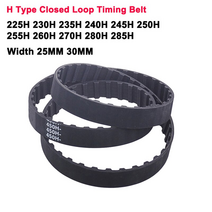 1pcs h 유형 폐쇄 루프 타이밍 벨트 225h 230h 235h 240h 245h 250h 255h 260h 270h 280h 285h 너비 25mm 30mm 디딜 방아 벨트, 285시간