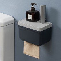부착식 욕실선반 박스형 방수 휴지걸이, 그레이