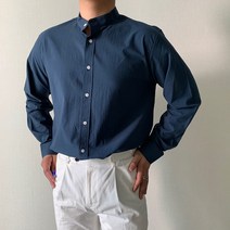 남자 봄가을 여름 차이나넥 가벼운 빅사이즈 바이오 워싱 셔츠 남방
