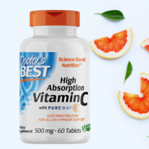 닥터스 베스트 고흡수 비타민C with 퓨어웨이C 500mg 아스코르브산 60정 1병, 1개