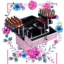 휴대용 메이크업 아티스트 화장품 가방 정리 트레이 수납함, 핑크 클래식