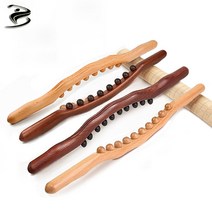 Boknight 다기능 나무 경락 도구 스크래핑 마사지 스틱, 너도밤나무 10구슬