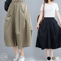 도오빠 여성 스커트 A라인 화이트 편안한 빅사이즈 여자치마 밴딩 시원한 가벼운 셔링 데일리 캐주얼 XL 30대 40대 50대 60대 엄마룩 플러스사이즈