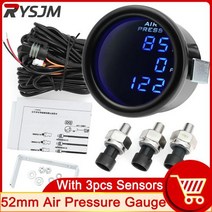 차량 속도계 오토바이 게이지 2 인치 52mm 블루 LCD 3 압력 공기압 전기 센서 18NPT PSI 자동차 트럭용 에어 서스펜션 라이드 피스
