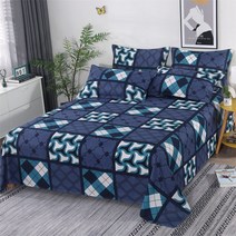 라지킹침대 3 조각 침대 시트 세트 1pc 플랫 2pcs 베개 면화 린넨 편안한 커버 더블 퀸 사이즈, [01] 3pcs 160x230cm, [04] 05