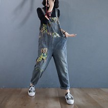 여자 빅사이즈 멜빵바지 데님 청 점프수트 데님오버롤