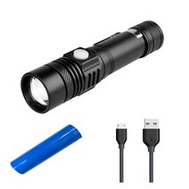 LED 후레쉬 줌라이트 충전식 고휘도, LED후레쉬＋18650배터리＋USB충전기