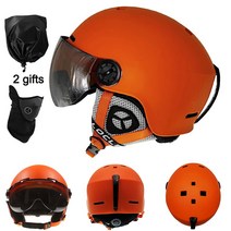LOCLE 스키 헬멧 고글 바이저 스노우 보드 모토 스노 모빌 스케이트 311aEA6b8, 01 M (52-56cm), 03 Orange