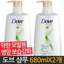 대용량 도브샴푸 뉴트리티브 약한모발 영양보습강화 680mlX2개, 대용량 도브샴푸 뉴트리티브 680mlX2개
