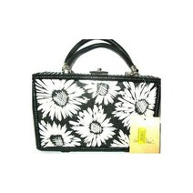 패트리샤 내쉬 블랙 앤 화이트 플라워 라메지아 스프링 위커 사첼 가방 NWT 249 701027