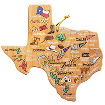 Bamboo 미국 지도 주방용 여행용 대나무 도마, 텍사스