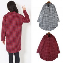 리더스 리더스 여성 레깅스 코디 박시 체크 롱 남방 블랙 레드 가벼운봄남방 (5350449)