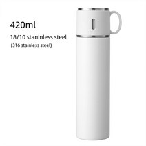 보온 죽통 스테인리스 물통 보냉병 물병 대용량 대형 된 500ml 1000ml 스테인레스 보온병 컵 진공 플라스크 이중 벽 절연 머그잔 피트니스, [02] Custom Name, [10] 420ml  white SUS 316