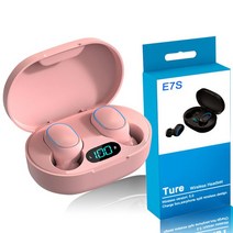 E7S 무선 헤드폰 5.0 블루투스 이어폰 HIFI 무손실 사운드 헤드셋 스포츠 미니 TWS 스마트폰 용, [03] Pink