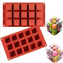 15 연속 정사각형 초콜릿 큐브 조형 정사각형 큐브 디저트 모집 사모스 케이크 실리콘 고무 금형, 15 연속 네모난 실리콘 고무 금형