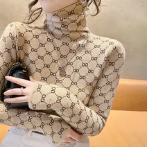 스타일아유 여성 명품 다이아 패턴 슬림핏 목폴라 니트 폴라티 터들넥 겨울 폴라 니트 티셔츠