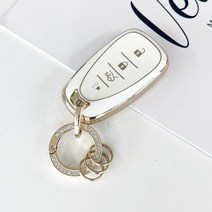 미짱 TPU 쉐보레 자동차 차키케이스+큐빅링, 화이트, MZ_03