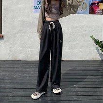 여성통바지 부츠컷 여자겨울 바지 기모 슬랙스 여성와이드팬츠 2022 캐주얼 루즈 와이드 레그 팬츠 여성 하이 웨이스트 스트레이트 바지 학생 - 한국 바지