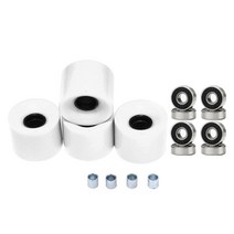 롱보드 스케이트보드 휠 60mm 78A 베어링 포함 4개 세트 크루저 롱보드용 교체 휠, 화이트 블랙 커버, PU