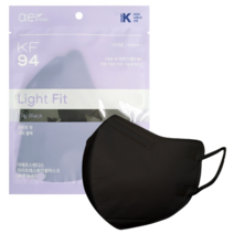 아에르 스탠다드 라이트핏 보건용 마스크 대형 KF94, 1개입, 20개, 시티 블랙