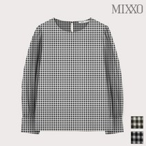 미쏘 체크 볼륨소매 블라우스 MIWBL9T11S