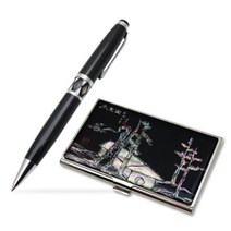 [천삼백케이] [지아이팩토리] 아리랑 자개명함케이스 2종세트(자개볼펜), 일월오봉도