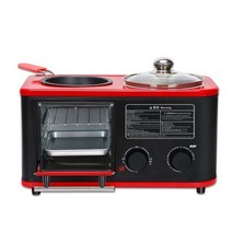 토스터기 미니토스트기 220V 3 In 1 아침 식사 기계 가정용 빵 토스터 베이킹 오븐 프라이팬 냄비 보일러 음식 증기선 124338, 220V black_EU