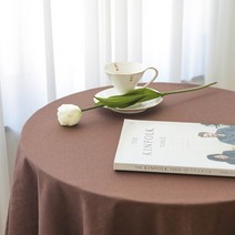 [레브라이프] 브라운 면린넨 식탁보 테이블보, 4인용