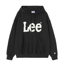 LEE 빅 트위치 리버스위브 기모 오버핏 후드티셔츠 블랙