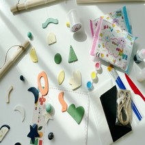 DIY 지점토 모빌 만들기 집콕 취미 감각 오브제 채색 선물 7옵션 [DIY Paper Mache Paste Mobile Object Maker Kit 7 Options], 7.프리미엄(Premium) 30cm