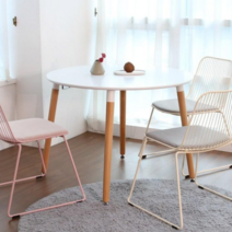 지엠퍼니처 식탁세트 컬렉션 + 2인용 4인용 화이트 원목 테이블 (식탁의자 선택), 02. 식탁 + 숄더의자 2개, G. 비앙코 1000 (WH 원형 화이트)