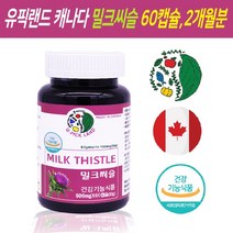 밀크씨슬 캐나다 밀크시슬 실리마린 간에좋은 간영양제 간 피로회복 건강 개선 영양제 식약처 검사완료 기능성인정 건강기능식품 직수입 효능 먹는법, 60캡슐, 1개